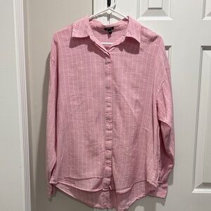 Express Pink Striped Button Down Shirt